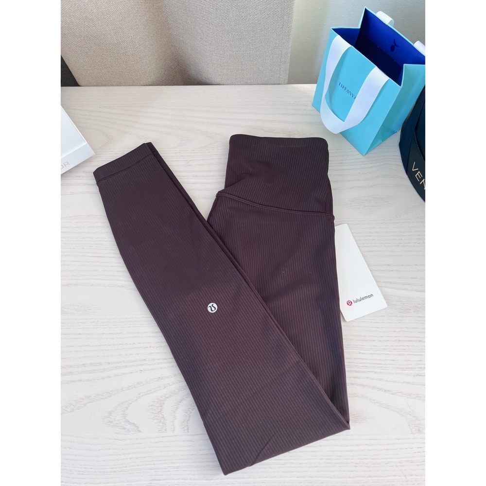 SET Lululemon Wunder Train Ribbed Espresso Size 4 - Picture 5 of 7